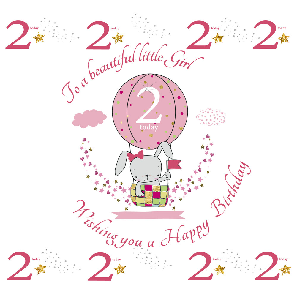 Happy 2nd Birthday Greeting Card Girl 2 Today - Rush Design