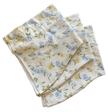 Set/3 lined scalloped valances 72" x 19" pale yellow pansies floral country farm