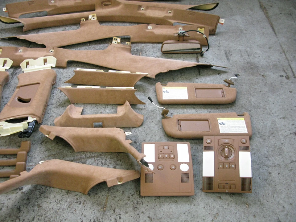 04-10 Audi S8 A8 Alcantara Suede headliner Pillar Sun Visor Dome Light Set - Image 2 of 4