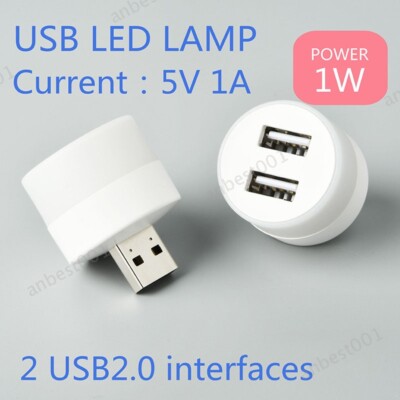 Mini 2 Usb Port Plug Lamp Led Night Light 5V 1W Eye Protection Book Reading