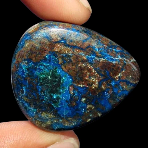 65,25 Cts. Piedra preciosa cabujón natural impresionante azurita malaquita pera 29X32X06 mm Foto 2 de 3