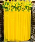 Haldi Decoration Backdrop Fabric With Marigold Garlands Complet Party Backdrop