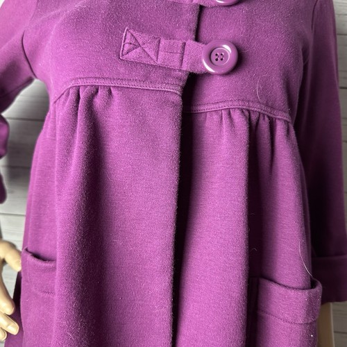 Adorable Vintage Twentyone Fleece Jacket Juniors Medium Plum Purple Ruffle Coat - Picture 7 of 13