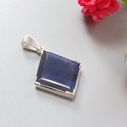 Juego de colgantes de plata 925 marquesa con piedras preciosas de labradorita azul de 6,11 gms 1,75" - Imagen 10 de 12