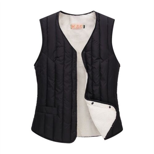 Lady Thermal Puffer Vest Top Warm Waistcoat Quilted Padded Fleece Lined Gilet - Foto 1 di 18