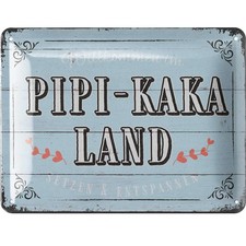 Blechschild PIPI KAKA LAND SCHILD Toilettenschild lustiges WC Schild 15x20cm