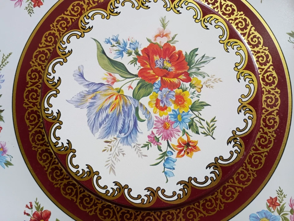 Metal Asian 13.5” Round Floral Raised Center Serving Platter Vintage England - Image 4 of 4