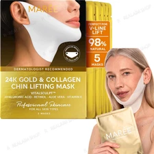 V Line Lifting Mask with 24K Gold Jawline Shaper Mask Neck Tightening & Firming