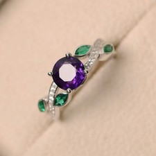 Amethyst Gemstone 925 Sterling Silver Minimal Women Ring Duty Free
