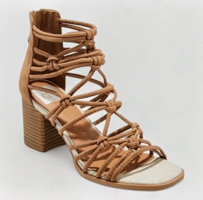 DV Dolce Vita Adira Strappy  Knot Suede Leather Block Heel Sandals Womens Size 7