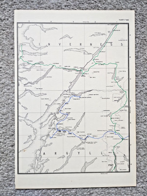Vintage 1976 map showing Pre Grouping Rail Lines of Argyl and Inverness