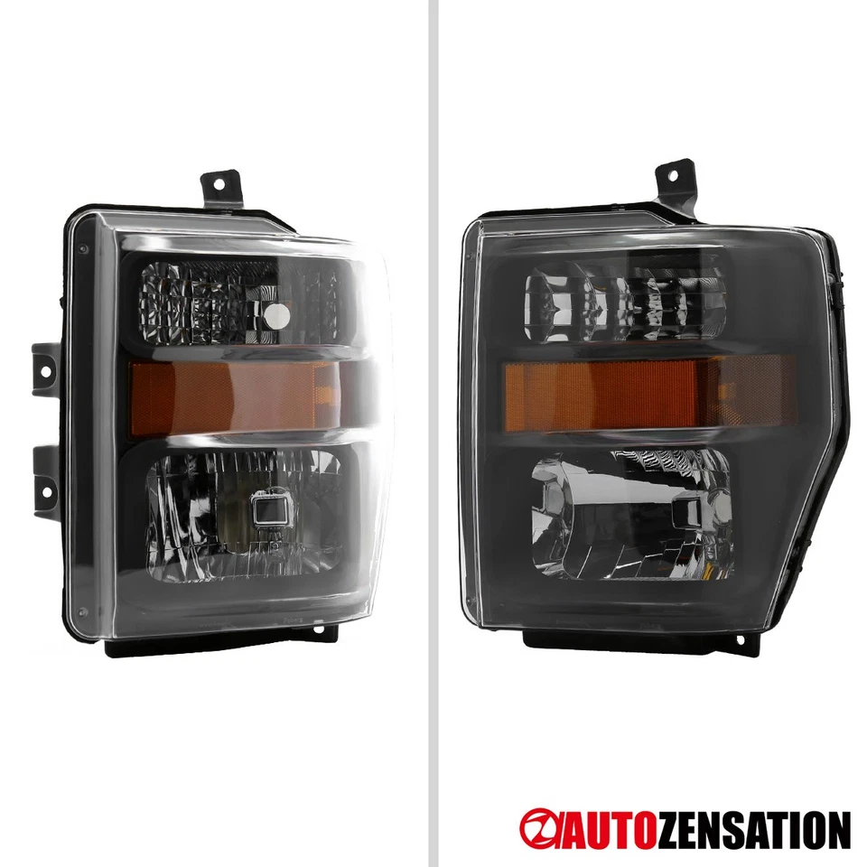 Fits 2008-2010 Ford F250 F350 F450 Black Headlights Head Lamps Left+Right 08-10 - Изображение 4 из 4