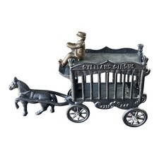 Vintage Iron Art Cast Iron Toy Circus Cart Cage JM109 Made in USA 1950s-1970s