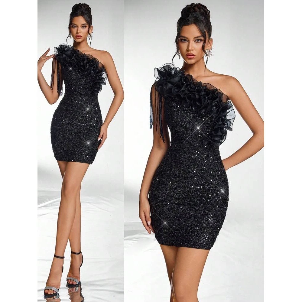barbie black dress microphone Bakary Short Dress – Retrofete
