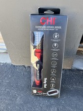 New CHI Tourmaline Ceramic Series 1.25  Heated Round Brush Ruby Red Hair Smooth