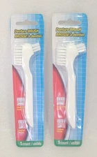 White Denture Brush Multi-Tufted Head Angled Easy Grip Contour Handle 5" 2 Pack