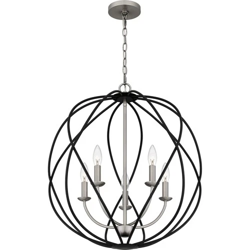 Quoizel BYN2824 5 Light 24"W Taper Candle Multi Light Pendant - Nickel - Picture 6 of 12
