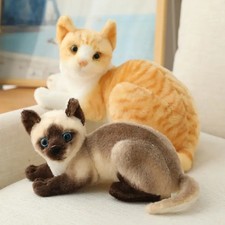 brown sit 20cm Stuffed Siamese Cat Plush Toy 20/25cm Simulation Shorthair Soft G