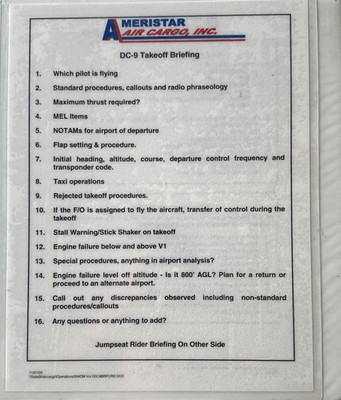 Ameristar Air Cargo DC-9 Aircraft Operating Manual Checklist,Standart Maneuvers