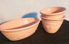 Vintage  Floral Pink Oven Serve Ware TS&T  2 Custard Dessert Cups & Oblong Baker