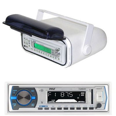 Pyle PLMRB29W Bluetooth In-Dash Headunit, PLMRCW3 Universal Marine Stereo Cover