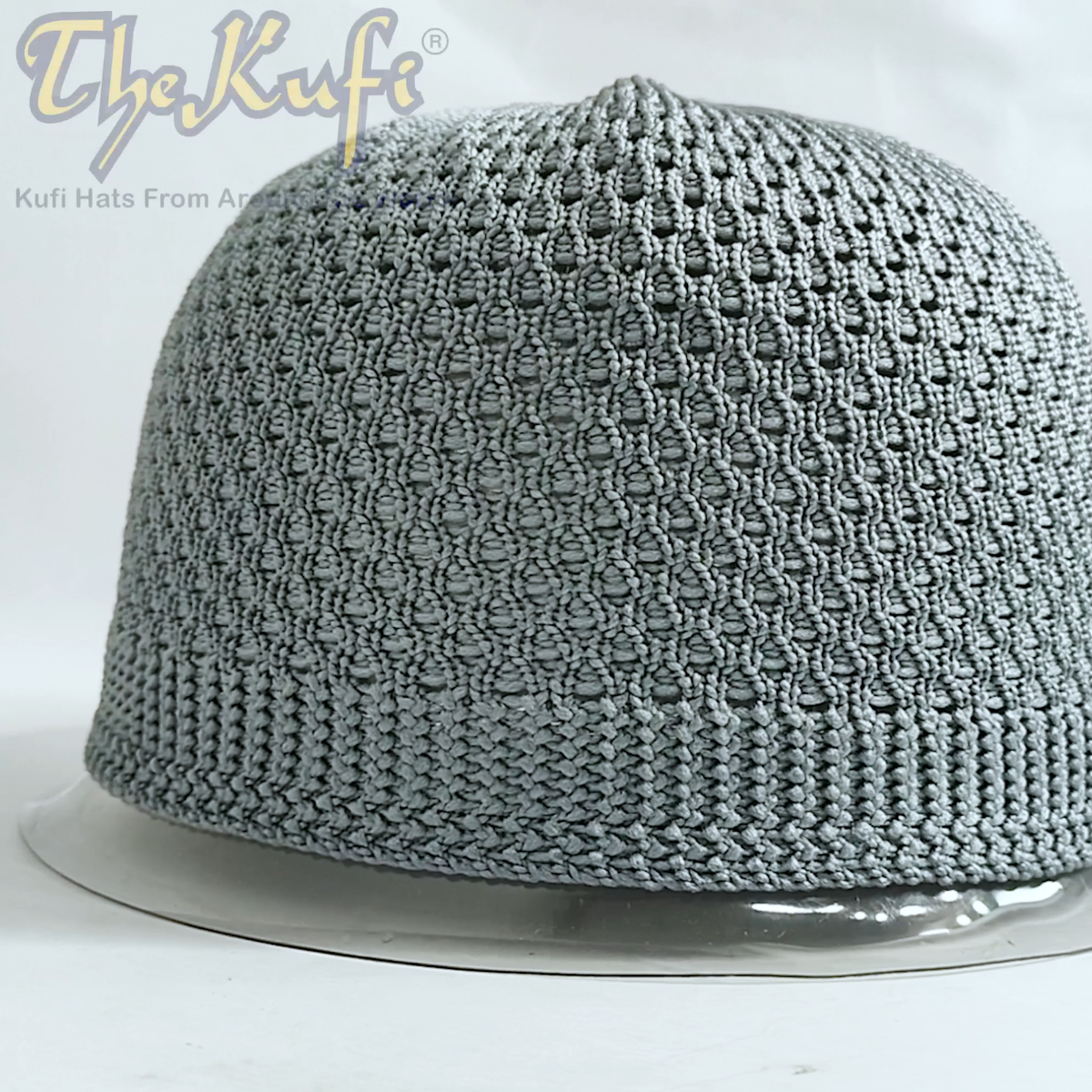 Islamic Grey Kufi Skull Cap 100% Nylon Head Cover Prayer Hat