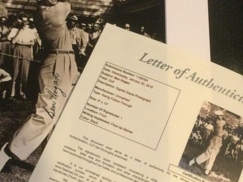 Ben Hogan Golf Autograph Photo Swinging US Open 1950s Masters JSA Certificate - Picture 3 of 3