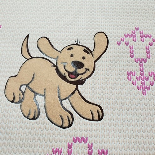 vinyl Wallpaper wall covering pink dogs nursery kids room double rolls textured - Picture 5 of 10