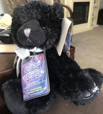 russ berrie Shining Stars Black Cat Plush Stuffed Kitty Green Eyes With Tags