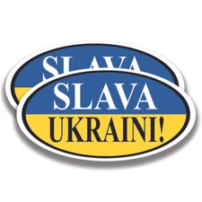 SLAVA UKRAINI! Glory To UKRAINE DECALs 2 Stickers Bogo Car Window Bumper Boat