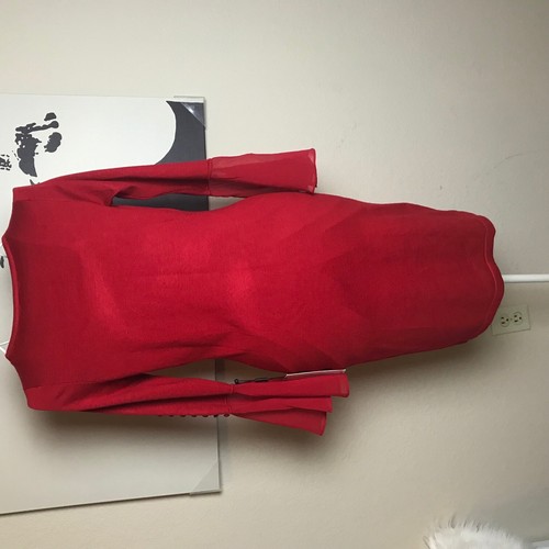 Calvin Klein Women's Long Sleeve Red Medium Holidays Dress Party Bell Sleeve M - Picture 3 of 6