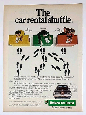 National Car Rental 1979 Magazine Print Advertisement The car rental shuffle