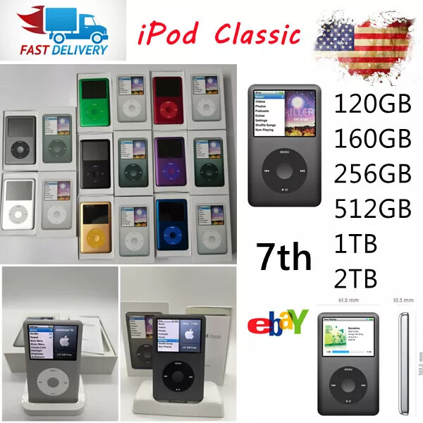 New Sealed Apple iPod Classic 7th Gen 256 512G 2TB All Colors