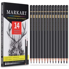 MARKART Professional Drawing Sketching Pencil Set 14 Pieces,Graphite,(12B - 4H)