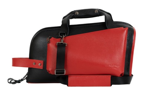 Genuine leather Flugelhorn bag by MG Leather Work Flotar leather (Mix Black+Red) - Picture 3 of 9