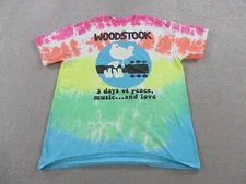 Woodstock SHirt Adult Large Tie Dye Multicolor Liquid Blue Crewneck Peace Love