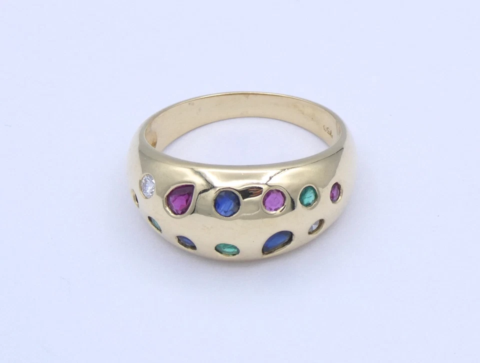 Damenring mit verschiedenen Edelsteinen / 750er -18K Gelbgold - 53 (16,8 mm Ø) - Bild 4 von 4