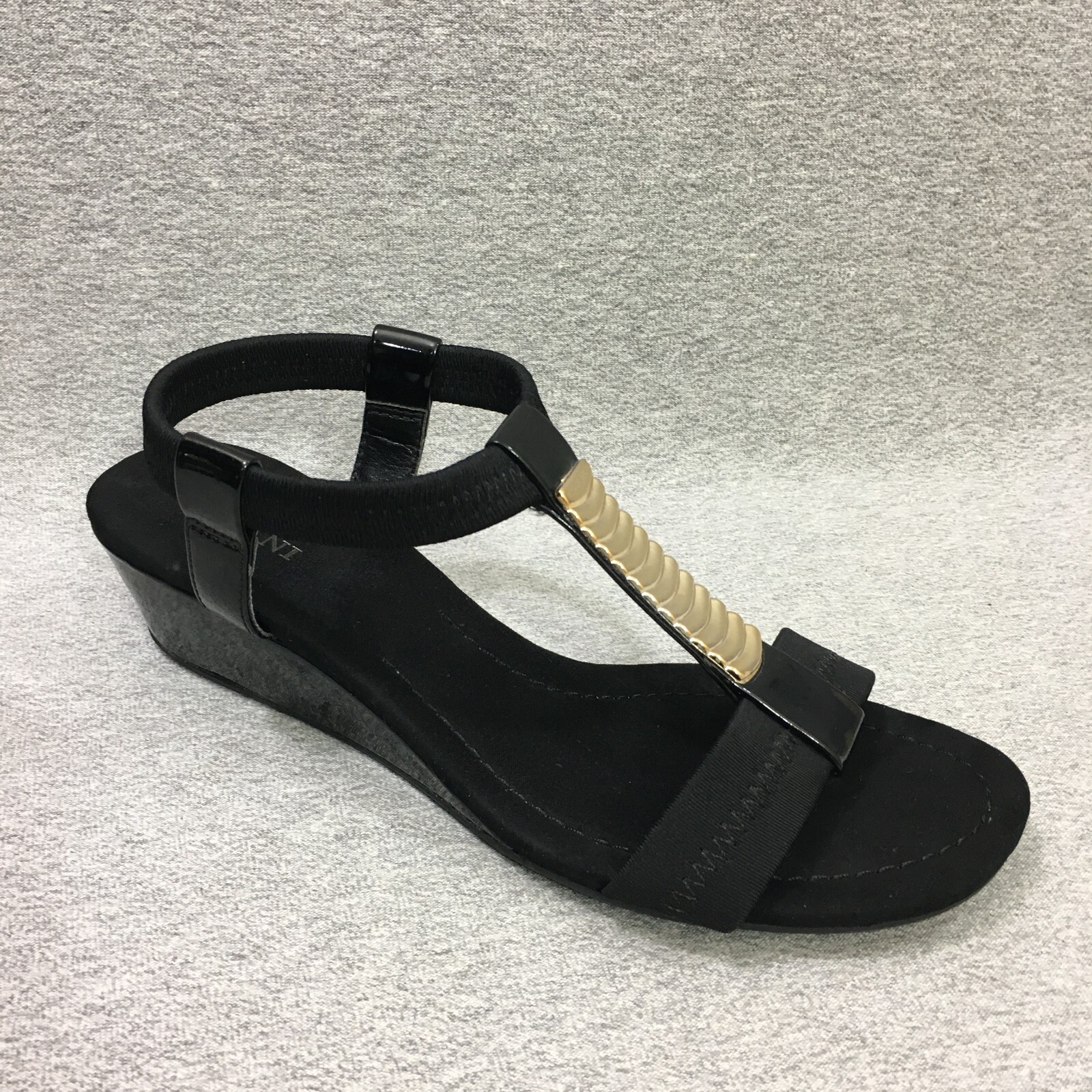 Alfani Shoes Women's Size 6 Black Wedge Open-toe Elastic Ankle Strap Sandals  | eBay