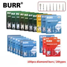Dental Diamond Burs FG Round End Taper Super Coarse Fine Grit 100pcs OR