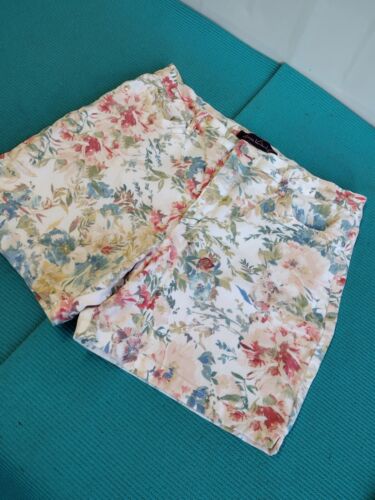 Gloria Vanderbilt pantaloncino jeans donna vintage floreale vita alta elasticizzato taglia 14 - Foto 2 di 11
