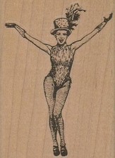 Feather Hat Dancer 2 1/4 x 3" Rubber Stamp, Dancer Stamp, Music Stamp