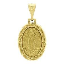 Colgante Medalla Italiana Oro Amarillo 14k Nuestra Señora de Guadalupe Dije 1.2" 3.5 gramos