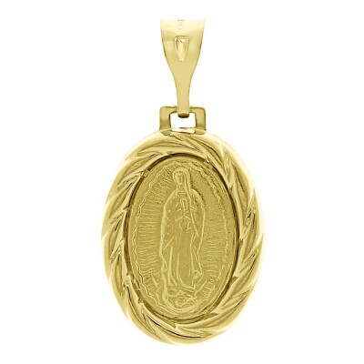 Italian 14k Yellow Gold Our Lady of Guadalupe Medal Charm Pendant 1.2 ...