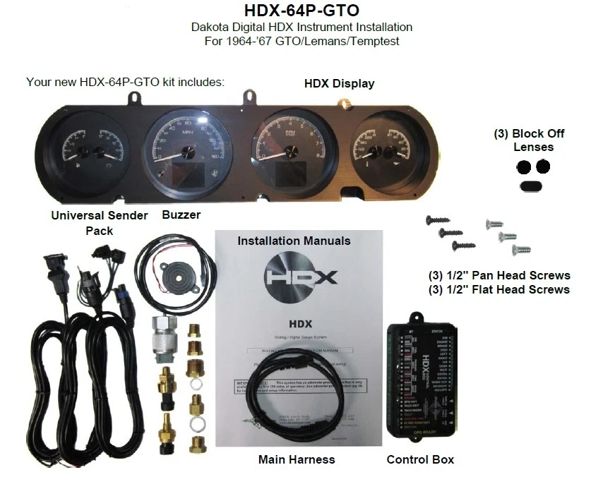 Kit de medidores analógicos Dakota Digital 64-67 Pontiac GTO Lemans Tempest HDX-64P-GTO-S Foto 4 de 4
