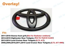 1pc Matte Black Toyota Logo Overlay Emblem For Sienna Highlander Land Cruiser 1pc Matte Black Toyota Logo Overlay Emblem For Sienna Highlander Land Cruiser