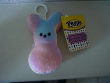 Marshmallow Peeps Plush Bunny Bag Clip Keychain Pastel Tie-Dye NWT 4"