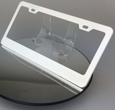 Stainless Steel Powder Coat White License Plate Frame Holder Lexus Toyota Scion