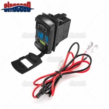 12V Dual USB Charger PD & QC3.0 Port Voltmeter LED Rocker Switch Car Marine Boat