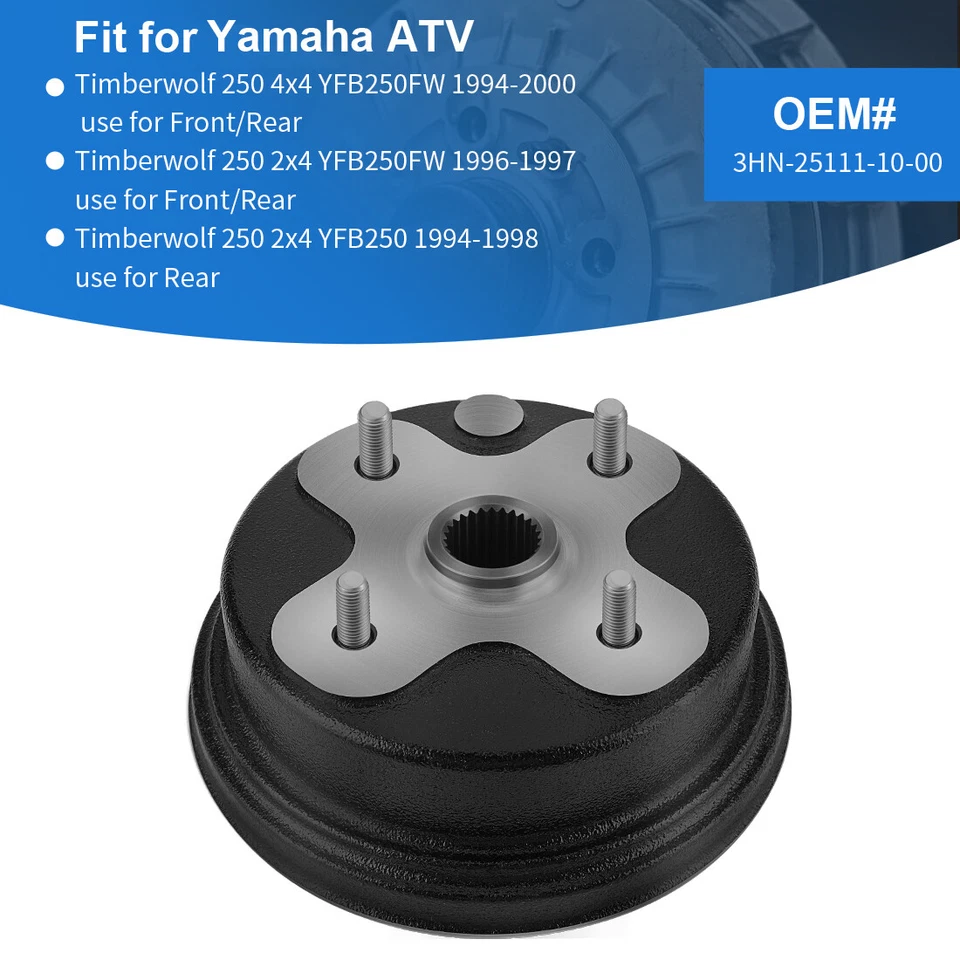 Tambor de freno de rueda delantera/trasera para Yamaha Timberwolf 250 YFB250 YFB250FW 1994-2000 Foto 2 de 4