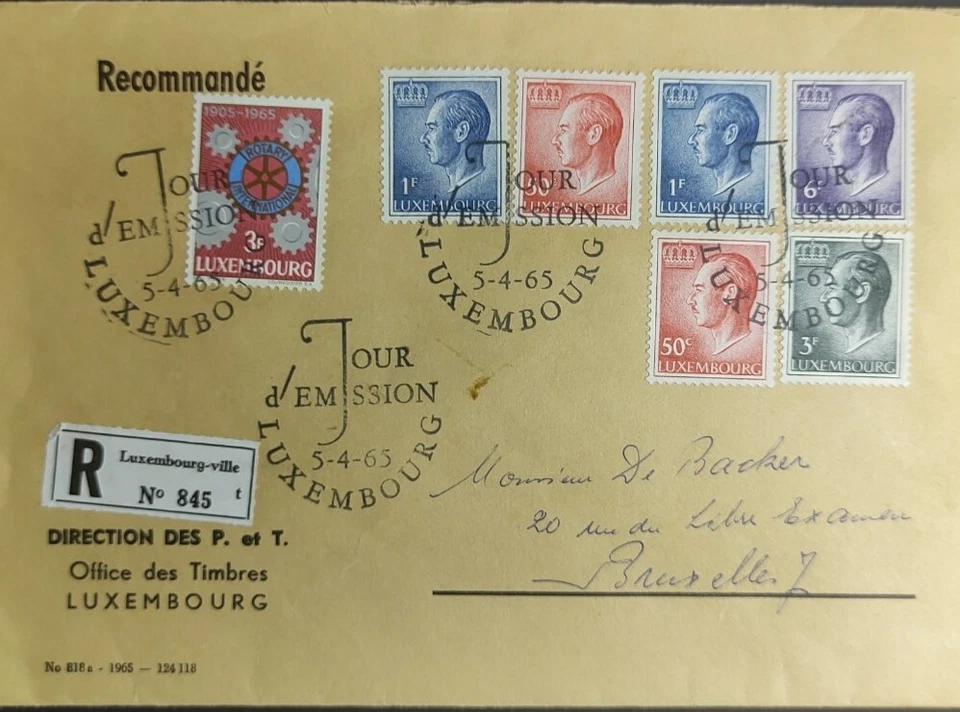 Estampillas de Luxemburgo 1965 en bonita portada 7 estampillas 3 variantes Gran Duque Jean 5-4-65 Foto 3 de 4